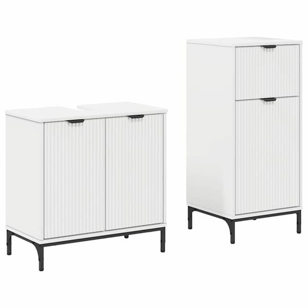 vidaXL Badrumsmöbelset med låda 2 st Vit 39,5 x 36 x 88 cm