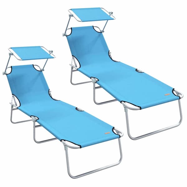 vidaXL Solstol 2 pcs Lys Blå 58 x 188 x 77cm Polyester