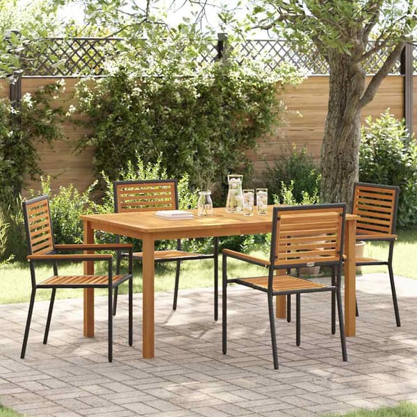 vidaXL Hage Spisegruppe 5 pcs Svart Solid akasietre