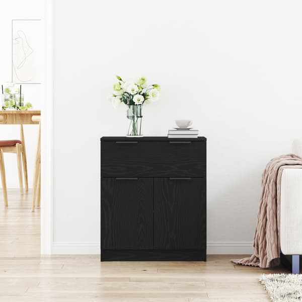 vidaXL Sideboard Svart Ek Konstruerat Trä Medium Förvaring