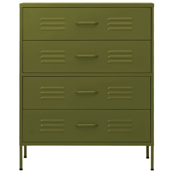 vidaXL Kommode olivengrønn 80x35x101,5 cm stål