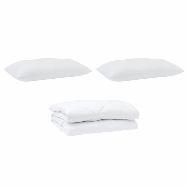 vidaXL Duntäcke med kudde 3 pcs Vit Mikrofiber