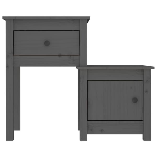 vidaXL Nattbord grå 79,5x38x65,5 heltre furu