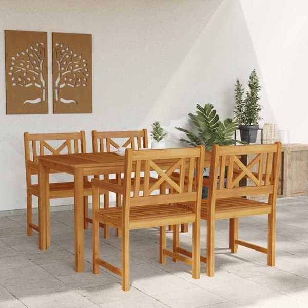 vidaXL Hage Spisegruppe 5 pcs Brun Solid akasietre