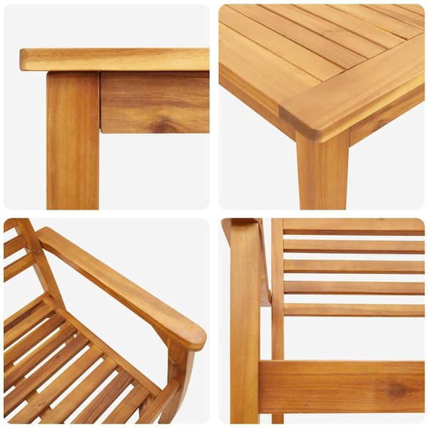 vidaXL Hage Spisegruppe 7 pcs Brun Solid akasietre
