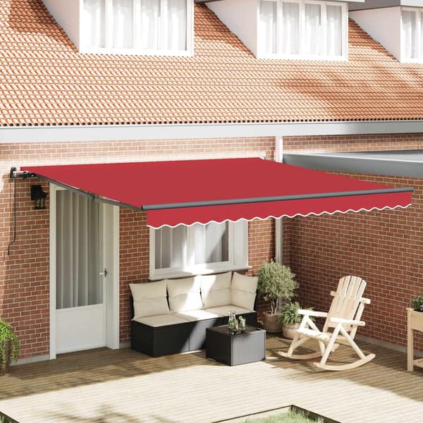 vidaXL Innvendbar Markise Rød 400 × 300 cm Polyester og stål