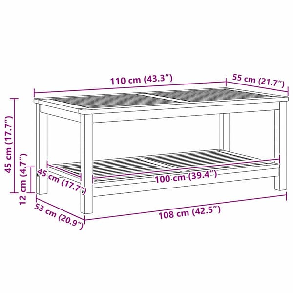 vidaXL Sidetabell Brun 110 x 55 x 45 cm Solid akasietre