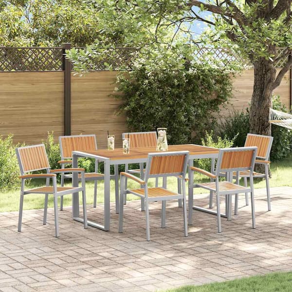 vidaXL Hage Spisegruppe 7 pcs Grå Solid akasietre