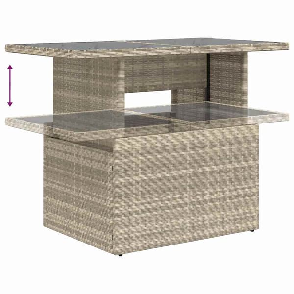 vidaXL Trädgårdsoffset med kudde 9 pcs Ljusgrå Poly rattan