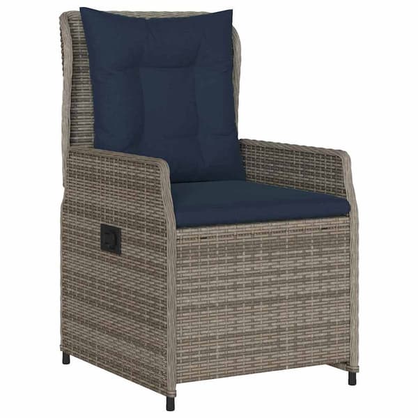 vidaXL Trädgårdsmöbelset med kudde 9 pcs Grå Poly rattan