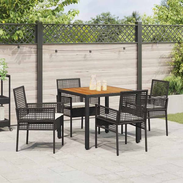 vidaXL Trädgårdsmöbelset 5 pcs Svart konstrotting