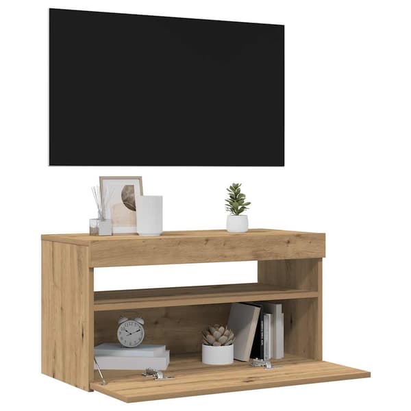 vidaXL TV-benk med LED-lys 2 stk artisan eik konstruert tre