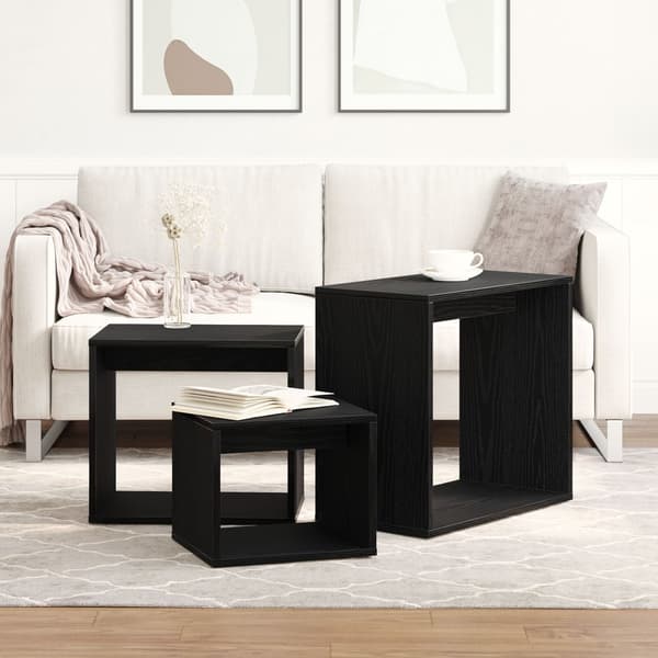 vidaXL Nesting Bord 3 pcs Svart Eik Konstruert tre