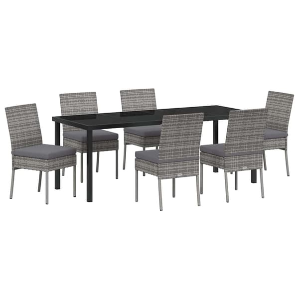 vidaXL Trädgårdsmöbelset 7 pcs Grå Pulverlackerat stål