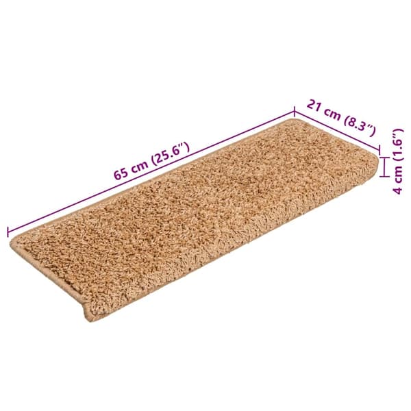 vidaXL Trappematter 20 stk 65x21x4 cm beige rektangulær kant