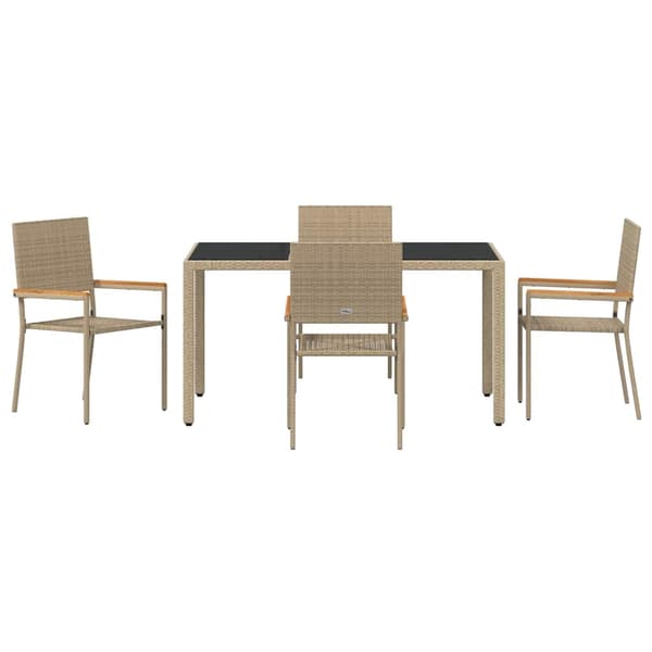 vidaXL Hage Spisegruppe 5 pcs Beige polyrotting