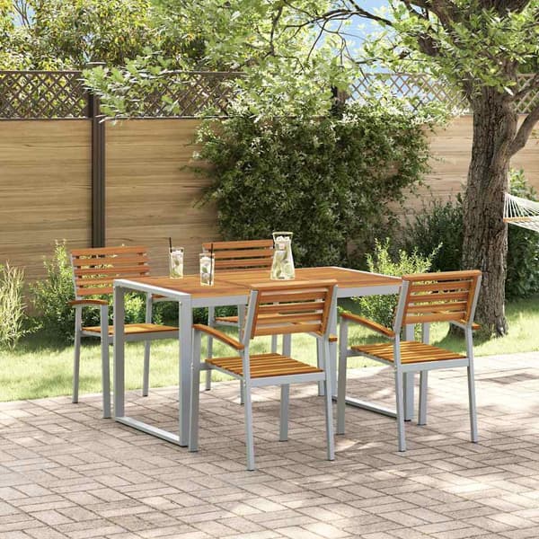 vidaXL Hage Spisegruppe 5 pcs Grå Solid akasietre