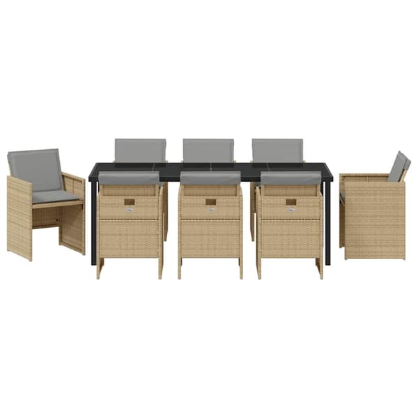 vidaXL Hage Spisegruppe 9 pcs Beige polyrotting