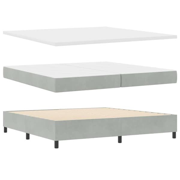 vidaXL Bäddfjäder med madrass Ljusgrå 200 x 200 cm Sammet