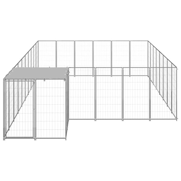 vidaXL Hundgård silver 15,73 m² stål