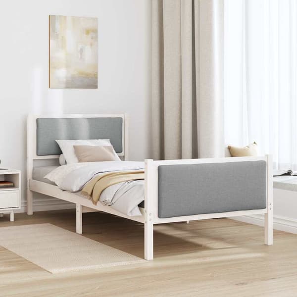 vidaXL Sänggavel med sängram Ljusgrå 90x190 cm tyg
