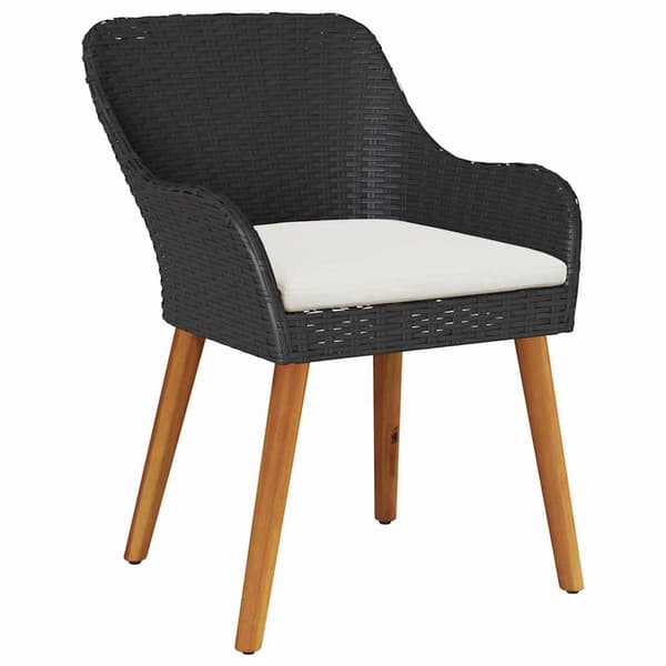 vidaXL Trädgårdsmöbelset med kudde 9 pcs Svart konstrotting