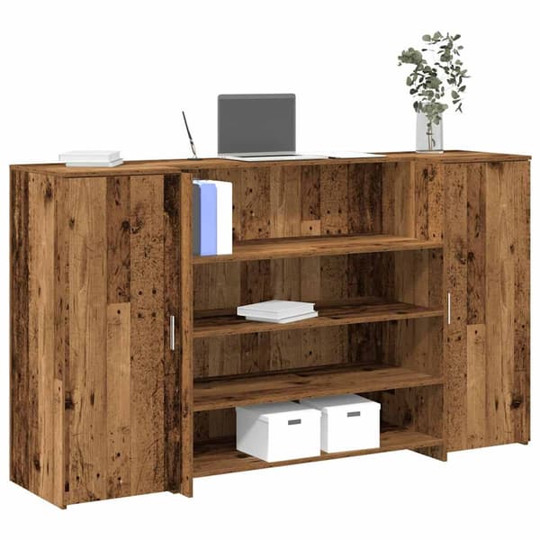 vidaXL Receptionsdisk åldrat trä 180x50x103,5 cm konstruerat trä