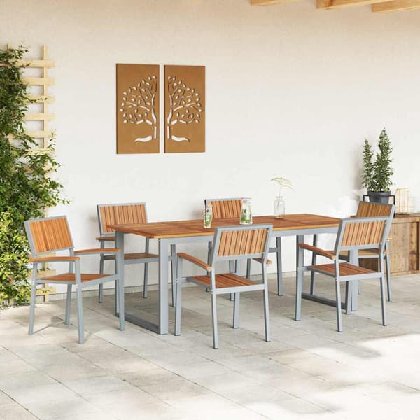 vidaXL Hage Spisegruppe 7 pcs Grå Solid akasietre