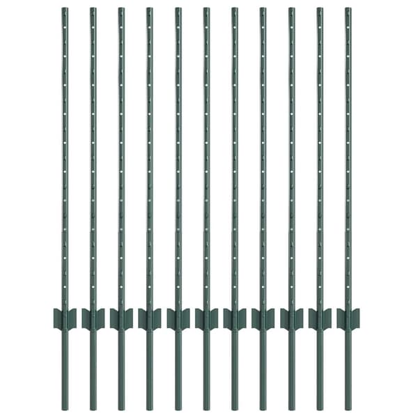 vidaXL Gjerdepåle 11 pcs grønn 100 cm Stål