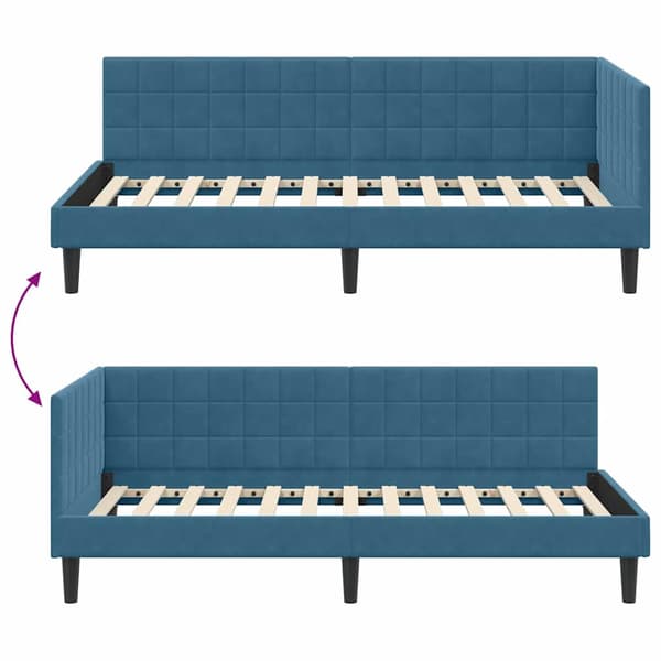 vidaXL Hörnssängram Blå 100 x 200 cm Sammet