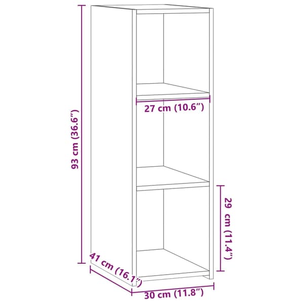 vidaXL Skjenk røkt eik 30x41x93 cm konstruert tre