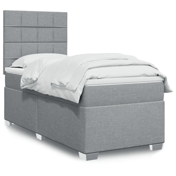 vidaXL Ramsäng med madrass ljusgrå 80x200 cm tyg