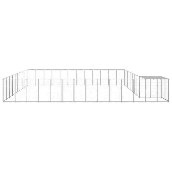 vidaXL Hundgård silver 37,51 m² stål