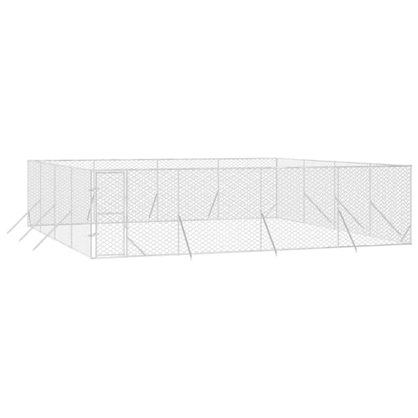 vidaXL Hundgård för utomhusbruk silver 8x8x2 m galvaniserat stål
