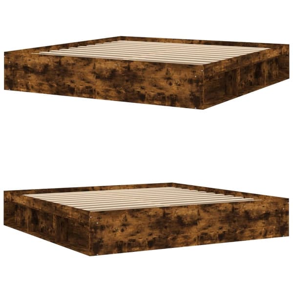 vidaXL Sengeramme røkt eik 200x200 cm