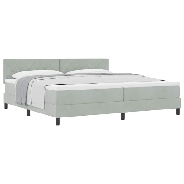 vidaXL Bäddfjäder med madrass Ljusgrå 200 x 200 cm Sammet