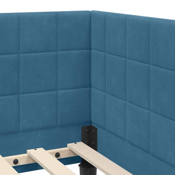vidaXL Hörnssängram Blå 100 x 200 cm Sammet