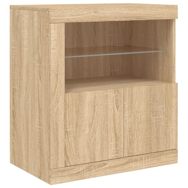 vidaXL Skjenk med LED-lys sonoma eik 162x37x67 cm