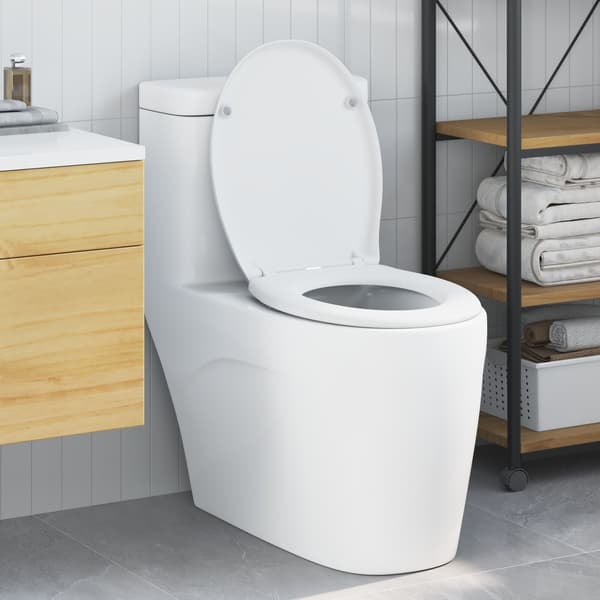 vidaXL Vit Plast Standard Stabil Standard toalettlock Oval