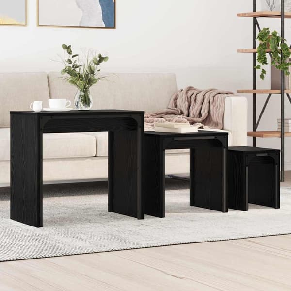 vidaXL Kaffebord 3 pcs Svart Eik Konstruert tre