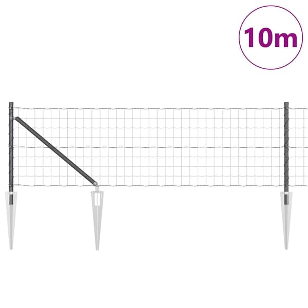 vidaXL Gjerde med stolpe Grå 0,8 x 10 m Stål