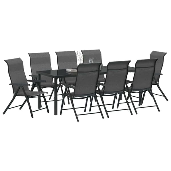 vidaXL Hage Spisegruppe 9 pcs Grå Pulverlakkert stål