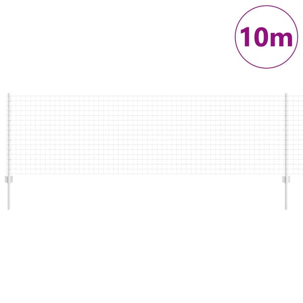 vidaXL Gjerde med stolpe sølv 0,8 x 10 m Stål