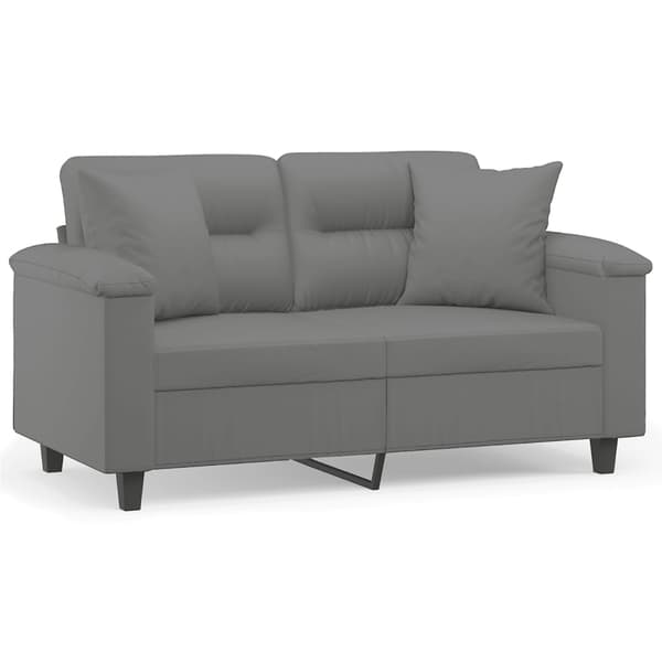 vidaXL 2-sitssoffa med prydnadskuddar mörkgrå 120 cm mikrofibertyg