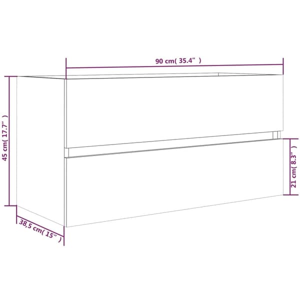 vidaXL Servantskap røkt eik 90x38,5x45 cm konstruert tre