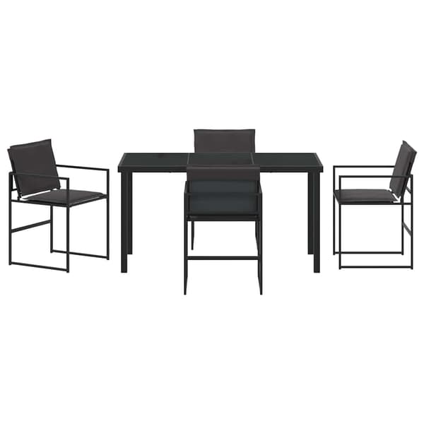 vidaXL Trädgårdsmöbelset 5 pcs Svart Pulverlackerat stål