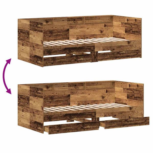 vidaXL Seng med hodegjerde Gamle tre 90 x 200 cm Konstruert tre