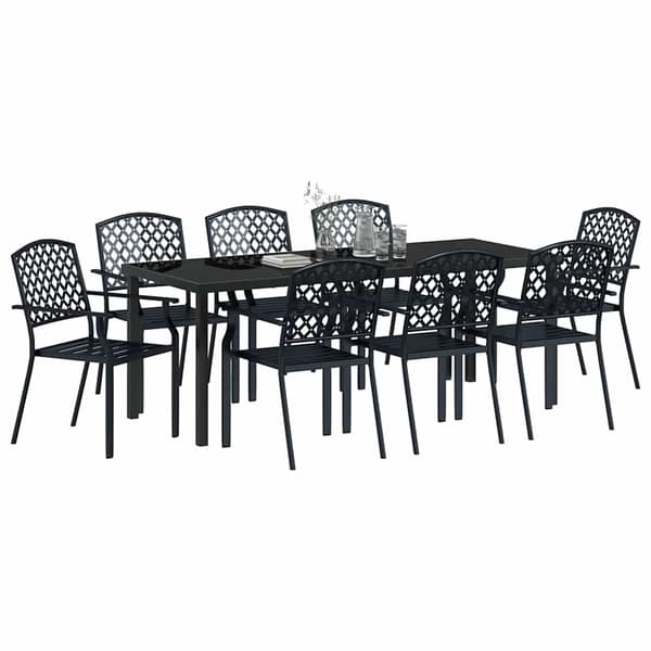 vidaXL Trädgårdsmöbelset 9 pcs Antracit Pulverlackerat stål