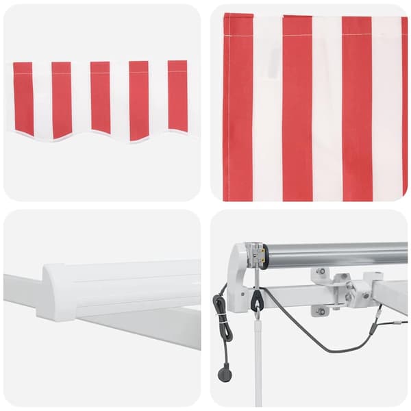 vidaXL Utfällbar markis Röd och Vit 600 × 300 cm Polyester och metall