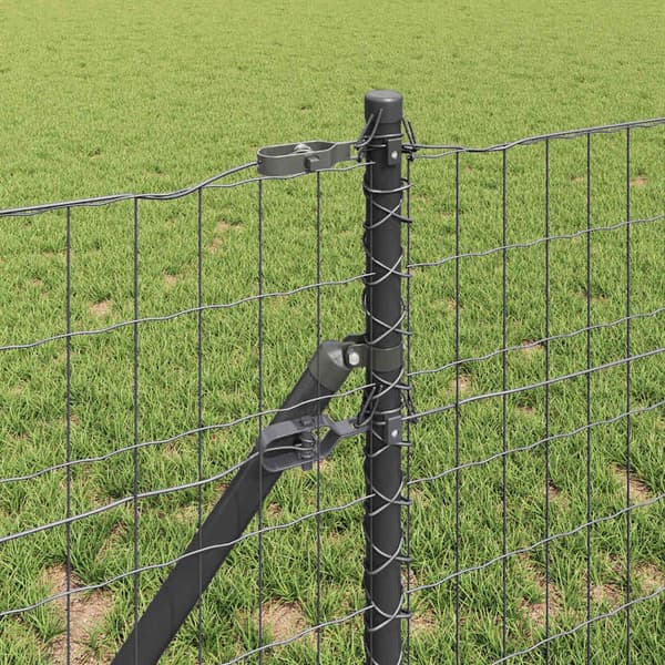 vidaXL Gjerde med stolpe Grå 0,8 x 10 m Stål og PVC